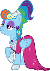 Size: 4251x6041 | Tagged: safe, artist:digimonlover101, artist:shootingstarsentry, imported from derpibooru, rainbow dash, pegasus, pony, sparkle's seven, absurd resolution, alternate hairstyle, clothes, dress, female, mare, megara, megaradash, rainbow dash always dresses in style, simple background, solo, that was fast, transparent background, vector
