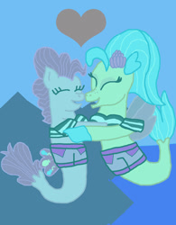 Size: 1300x1663 | Tagged: safe, artist:bigpurplemuppet99, imported from derpibooru, pinkie pie, princess skystar, seapony (g4), clothes, cosplay, costume, female, lesbian, seaponified, seapony pinkie pie, shipping, skypie, species swap, total drama, total drama island