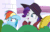 Size: 735x464 | Tagged: safe, imported from derpibooru, screencap, rainbow dash, rarity, pony, sparkle's seven, animated, clothes, coat, cute, detective rarity, female, floppy ears, frown, gif, hat, hoof over mouth, laughing, leaning, noblewoman's laugh, open mouth, rarara, raribetes, rarity is amused, smiling, wide eyes