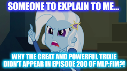 Size: 896x500 | Tagged: safe, edit, edited screencap, imported from derpibooru, screencap, trixie, equestria girls, rainbow rocks, sparkle's seven, image macro, meme, text, trixie yells at everything