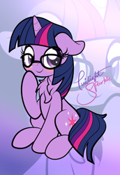 Size: 2069x3000 | Tagged: dead source, safe, artist:kimjoman, artist:php142, imported from derpibooru, sci-twi, twilight sparkle, pony, unicorn, equestria girls, equestria girls series, spring breakdown, spoiler:eqg series (season 2), accessories, accessory, blushing, chest fluff, cute, equestria girls ponified, female, glasses, looking at you, ponified, sitting, solo, twiabetes, unicorn sci-twi, zoom layer