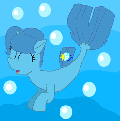 Size: 1840x1868 | Tagged: safe, artist:徐詩珮, imported from derpibooru, spring rain, pony, seapony (g4), unicorn, my little pony: the movie, blue background, cute, eyes closed, female, mare, seaponified, seapony spring rain, simple background, species swap, springbetes