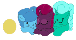 Size: 1292x692 | Tagged: safe, alternate version, artist:徐詩珮, imported from derpibooru, fizzlepop berrytwist, glitter drops, spring rain, tempest shadow, pony, unicorn, background removed, ball, broken horn, eye scar, female, glittershadow, horn, lesbian, lying, mare, polyamory, scar, shipping, simple background, sleeping, springdrops, springshadow, springshadowdrops, transparent background, trio, trio female