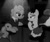 Size: 333x281 | Tagged: safe, imported from derpibooru, screencap, betty hoof, marelene dietrot, earth pony, pony, season 9, sparkle's seven, spoiler:s09, betty boop, black and white, bloomers, cropped, female, grayscale, mare, marlene dietrich, monochrome, ponies sitting next to each other