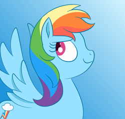 Size: 1194x1138 | Tagged: safe, artist:square-watermelon, imported from derpibooru, rainbow dash, pegasus, pony, blue background, cute, dashabetes, female, mare, profile, simple background, solo