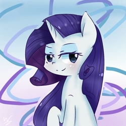 Size: 1000x1000 | Tagged: safe, artist:windymils, imported from derpibooru, rarity, pony, unicorn, abstract background, blushing, cute, female, lidded eyes, mare, raribetes, signature, solo