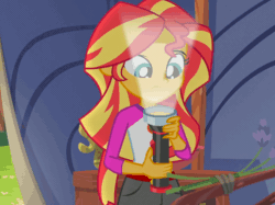 Size: 640x479 | Tagged: safe, imported from derpibooru, screencap, sunset shimmer, ghost, human, equestria girls, legend of everfree, animated, camp everfree outfits, cute, female, flashlight (object), gif, making faces with a flashlight, shimmerbetes, solo