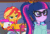 Size: 640x438 | Tagged: safe, imported from derpibooru, screencap, sci-twi, sunset shimmer, twilight sparkle, equestria girls, legend of everfree, animated, blushing, camp everfree outfits, female, gif