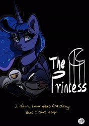 Size: 1448x2048 | Tagged: safe, artist:colorfulcolor233, artist:oofycolorful, imported from derpibooru, princess luna, pony, sparkle's seven, crossover, crown, female, jewelry, luna petting goose, mare, movie poster, parody, regalia, solo, the godfather