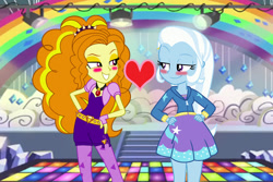 Size: 1800x1200 | Tagged: safe, artist:cloudy glow, artist:cloudyglow, artist:kimberlythehedgie, artist:ktd1993, imported from derpibooru, adagio dazzle, trixie, equestria girls, female, lesbian, shipping, triagio
