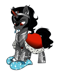 Size: 1126x1426 | Tagged: safe, artist:cloud-fly, imported from derpibooru, king sombra, pony, cute, heart, heart pillow, male, pillow, pure unfiltered evil, simple background, solo, sombradorable, white background