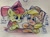 Size: 3561x2620 | Tagged: safe, artist:rainbow eevee, imported from derpibooru, apple bloom, applejack, pony, bow, chest fluff, colored pencil drawing, coloured pencil, drawing, duo, eyes on the prize, female, freckles, hat, ink, pen drawing, sisters, tongue out, traditional art