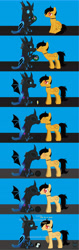 Size: 2931x9228 | Tagged: safe, artist:wheatley r.h., derpibooru exclusive, imported from derpibooru, oc, oc only, oc:rito, oc:w. rhinestone eyes, oc:winter witness, changeling, pegasus, pony, ..., apology, automata, bat wings, belly, blue background, blue changeling, blue eyes, blushing, changeling feeding, changeling oc, changeling overfeeding, choker, chubby, claws, collar, comic, draining, dry, egg, egg (food), eyes closed, food, gay, hair, hair over one eye, horn, kissing, looking at each other, love, male, messy tail, object, onomatopoeia, orb, pegasus oc, pegasus wings, raised hoof, red eyes, ribs, sharp teeth, shrunken pupils, simple background, sitting, spanish, spanish text, spiked choker, spiked collar, spread wings, stallion, standing, teeth, translated in the description, vector, watermark, weight gain, wingboner, wings