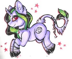 Size: 1280x1047 | Tagged: safe, artist:blazedthylacine, imported from derpibooru, oc, pony, unicorn, female, mare, pentagram, ponysona, simple background, stars, white background