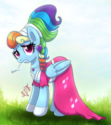 Size: 1155x1300 | Tagged: safe, artist:joakaha, imported from derpibooru, rainbow dash, pegasus, pony, sparkle's seven, clothes, cute, dashabetes, dress, female, mare, megaradash, rainbow dash always dresses in style, solo