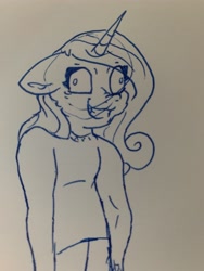 Size: 4032x3024 | Tagged: safe, artist:rainbow eevee, imported from derpibooru, princess cadance, pony, female, lineart, smiling, solo, track, what has science done