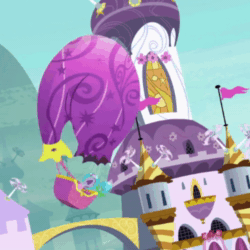 Size: 720x720 | Tagged: safe, edit, imported from derpibooru, screencap, sound edit, gummy, pinkie pie, season 9, sparkle's seven, spoiler:s09, animated, cropped, dead or alive (band), falling, hot air balloon, music, perfect loop, sound, spinning, webm, you spin me right round
