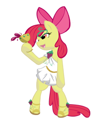 Size: 1627x2000 | Tagged: source needed, safe, artist:bamboodog, edit, imported from derpibooru, apple bloom, earth pony, pony, alcohol, bacchus, bipedal, bow, clothes, drunk, drunker bloom, female, food, grapes, greek, greek clothes, greek mythology, hair bow, hoof hold, laurel wreath, mare, older, older apple bloom, roman, sandals, shoes, simple background, solo, toga, tunic, vine, wine