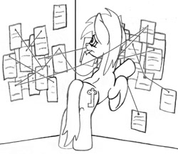 Size: 813x707 | Tagged: safe, artist:dsb71013, imported from derpibooru, oc, oc only, oc:night cap, pony, monochrome, mouth hold, paper