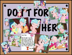 Size: 600x458 | Tagged: safe, artist:alwaysdressesinstyle, imported from derpibooru, apple bloom, cozy glow, scootaloo, sweetie belle, pony, marks for effort, school raze, do it for her, exploitable meme, implied lord tirek, implied tirek, meme, note, the simpsons