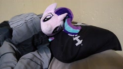 Size: 4096x2304 | Tagged: safe, artist:lilmoon, imported from derpibooru, starlight glimmer, pony, unicorn, blanket, cute, female, glimmerbetes, irl, mare, photo, pillow, plushie, tucking in