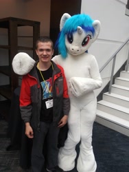 Size: 4160x3120 | Tagged: safe, artist:atalonthedeer, imported from derpibooru, dj pon-3, vinyl scratch, human, babscon, clothes, costume, fursuit, irl, irl human, photo