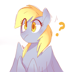 Size: 1777x1777 | Tagged: safe, artist:pinweena30, imported from derpibooru, derpy hooves, pegasus, pony, blushing, colored pupils, confused, cute, female, mare, question mark, shy, simple background, solo, white background