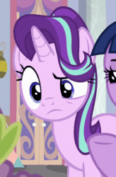 Size: 319x485 | Tagged: safe, imported from derpibooru, screencap, spike, starlight glimmer, twilight sparkle, alicorn, pony, unicorn, sparkle's seven, animated, cropped, cute, female, glimmerbetes, smiling, solo, twilight sparkle (alicorn)
