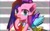 Size: 1400x875 | Tagged: safe, artist:初茗茉上tzxj, imported from derpibooru, pinkie pie, earth pony, pony, fanfic:cupcakes, abstract background, cute, cuteamena, cutie mark dress, ear fluff, female, grim, grimcute, hoof over mouth, horn, horn necklace, looking at you, mare, necklace, open mouth, pinkamena diane pie, severed horn, solo