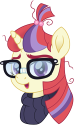 Size: 890x1500 | Tagged: safe, artist:cloudy glow, artist:cloudyglow, imported from derpibooru, moondancer, pony, unicorn, clothes, cute, dancerbetes, female, glasses, mare, simple background, smiling, solo, sweater, transparent background, turtleneck