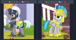 Size: 498x264 | Tagged: safe, imported from derpibooru, screencap, windstorm, pegasus, pony, unicorn, derpibooru, sparkle's seven, female, guardsmare, juxtaposition, juxtaposition win, male, mare, meme, meta, pegasus royal guard, royal guard, stallion, unicorn royal guard