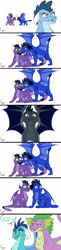 Size: 1280x5287 | Tagged: safe, artist:colourstrike, imported from derpibooru, princess ember, spike, oc, oc:gail, oc:glaze(dragon), oc:torch, dragon, biting, comic, dialogue, dragon oc, dragoness, ear bite, emberspike, family, female, fight, male, next generation, offspring, parent:princess ember, parent:spike, parents:emberspike, shipping, simple background, spread wings, straight, white background, wings