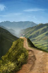Size: 1854x2779 | Tagged: safe, artist:robsa990, imported from derpibooru, princess celestia, alicorn, pony, female, hill, mare, pinklestia, scenery, scenery porn, sky, solo, spread wings, valley, wings