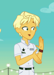 Size: 325x450 | Tagged: safe, imported from derpibooru, screencap, ragamuffin (equestria girls), equestria girls, equestria girls series, spring breakdown, spoiler:eqg series (season 2), animated, clothes, cropped, freckles, gif, male, ragamuffin (g4), smiling, smug