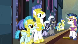 Size: 1920x1080 | Tagged: safe, imported from derpibooru, screencap, guardian angel (character), shining armor, silver sable, pegasus, pony, unicorn, sparkle's seven, armor, background pony, clone, clones, female, guardian angel (g4), guardsmare, hoof shoes, male, mare, pegasus royal guard, royal guard, stallion, unicorn royal guard, unshorn fetlocks