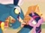 Size: 2732x2048 | Tagged: safe, artist:justsomepainter11, imported from derpibooru, grogar, twilight sparkle, alicorn, pony, sheep, season 9, the beginning of the end, 2019, evil grin, final battle, grin, harsher in hindsight, ponyville, ram, scared, series finale, show accurate, smiling, twilight sparkle (alicorn), twilight vs grogar