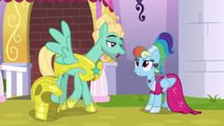 Size: 1920x1080 | Tagged: safe, imported from derpibooru, screencap, zephyr breeze, pony, sparkle's seven, canterlot castle, megaradash, rainbow dash always dresses in style