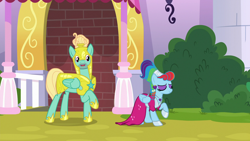 Size: 1920x1080 | Tagged: safe, imported from derpibooru, screencap, rainbow dash, zephyr breeze, pony, sparkle's seven, megaradash, rainbow dash always dresses in style