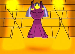Size: 1057x756 | Tagged: safe, alternate version, artist:undeadponysoldier, imported from derpibooru, sphinx (character), sphinx, shrine, temple, torch