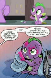 Size: 882x1330 | Tagged: safe, idw, imported from derpibooru, smarty pants, spike, twilight sparkle, dragon, unicorn, sparkle's seven, spoiler:comic40, abuse, baby, baby dragon, baby spike, bad end, female, filly, filly twilight sparkle, go to sleep garble, loss (meme), male, op is a duck, op is trying to start shit, shitposting, spikeabuse, unicorn twilight, younger