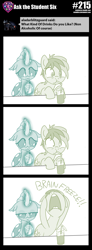 Size: 800x2183 | Tagged: safe, artist:sintakhra, imported from derpibooru, ocellus, sandbar, changedling, changeling, earth pony, pony, tumblr:studentsix, brain freeze, cute, diaocelles, drinking, glowing horn, magic, ocellus is not amused, sandabetes, telekinesis, unamused