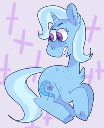 Size: 844x1033 | Tagged: safe, artist:cookie-munch, imported from derpibooru, trixie, pony, unicorn, abstract background, chest fluff, cute, diatrixes, ear fluff, female, mare, open mouth, solo, starry eyes, unshorn fetlocks, wingding eyes