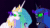 Size: 1280x720 | Tagged: safe, edit, edited screencap, imported from derpibooru, screencap, daybreaker, nightmare moon, princess celestia, princess luna, twilight sparkle, twilight sparkle (alicorn), alicorn, pony, the beginning of the end, animated, crown, dark magic, darkness, ear rape, fear, female, floppy ears, glowing eyes, grayscale, greatest fear, helmet, jewelry, magic, monochrome, nightmare, peytral, regalia, slow motion, sombra eyes, sound, tiara, webm