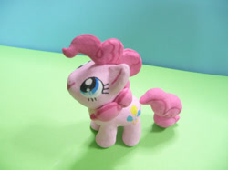 Size: 589x441 | Tagged: safe, artist:ラル, imported from derpibooru, pinkie pie, earth pony, pony, custom, customized toy, irl, looking up, photo, plushie, smiling, toy