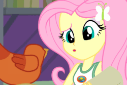 Size: 640x430 | Tagged: safe, imported from derpibooru, screencap, fluttershy, equestria girls, legend of everfree, animated, camp everfree outfits, female, gif, sleeveless
