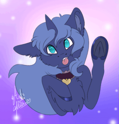 Size: 975x1019 | Tagged: safe, artist:artsbymilky, imported from derpibooru, princess luna, pony, unicorn, anatomically correct hooves, animated, choker, female, frog (hoof), gif, s1 luna, solo, tongue out, underhoof, waving
