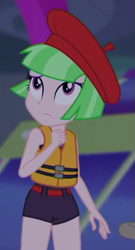 Size: 371x689 | Tagged: safe, imported from derpibooru, screencap, drama letter, watermelody, equestria girls, equestria girls series, spring breakdown, spoiler:eqg series (season 2), background human, beret, clothes, cropped, female, hat, lifejacket, solo, swimsuit, watermelody swimsuit