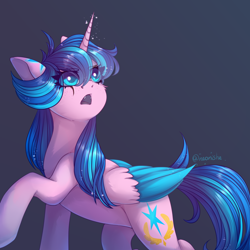 Size: 1280x1280 | Tagged: safe, artist:neonishe, imported from derpibooru, oc, oc only, oc:neon star, alicorn, pony, alicorn oc, eyeshadow, female, looking up, makeup, mare, solo