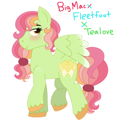 Size: 3401x3625 | Tagged: safe, artist:strawberry-spritz, imported from derpibooru, oc, oc only, pegasus, pony, blushing, female, magical threesome spawn, parent:big macintosh, parent:fleetfoot, parent:tealove, simple background, solo, trans female, trans girl, transgender, transparent background