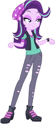 Size: 3794x8572 | Tagged: safe, artist:famousmari5, imported from derpibooru, starlight glimmer, equestria girls, mirror magic, spoiler:eqg specials, absurd resolution, beanie, boots, clothes, female, hat, lidded eyes, pants, ripped pants, shoes, simple background, solo, transparent background, vector, watch, wristwatch